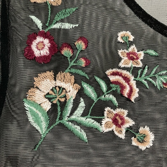 Mesh Lace Dress Overlay with Floral Embroidery - Picture 3 of 4